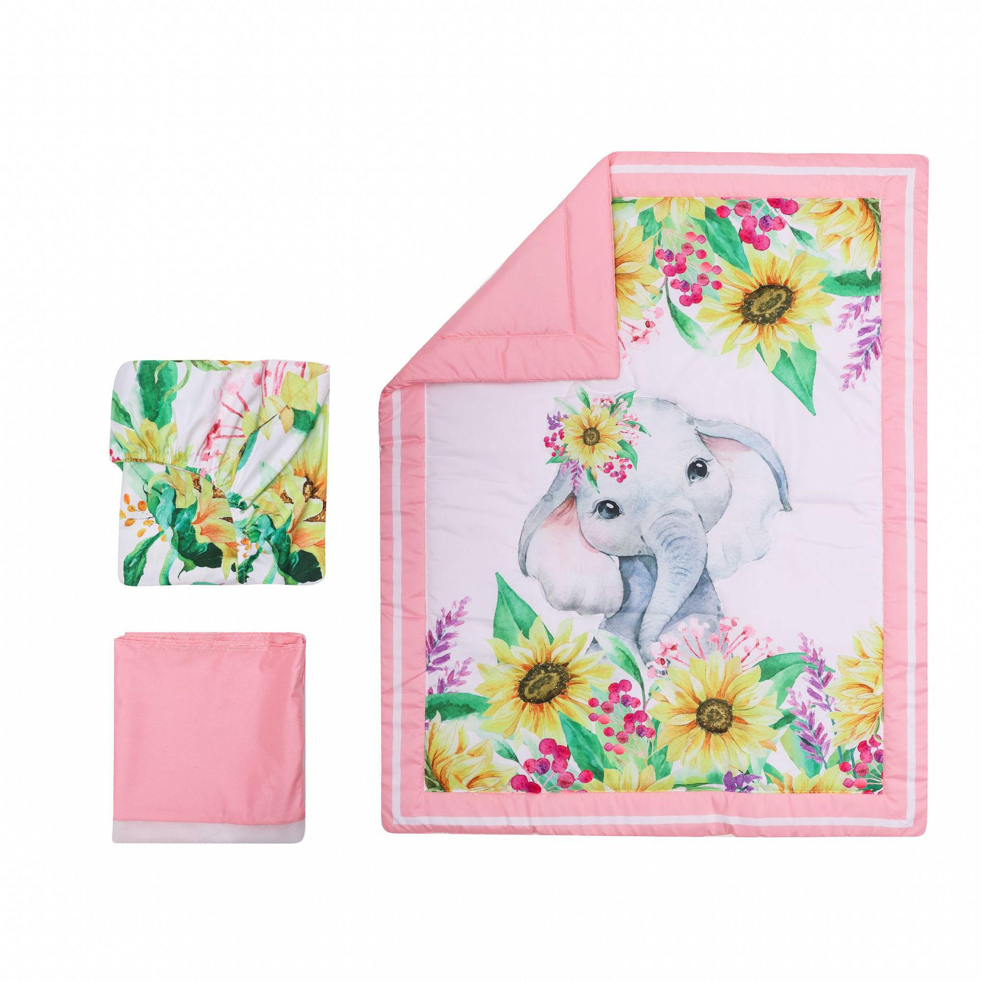 Newborn suit children's fitted sheet single bed skirt infant bedding three-piece set