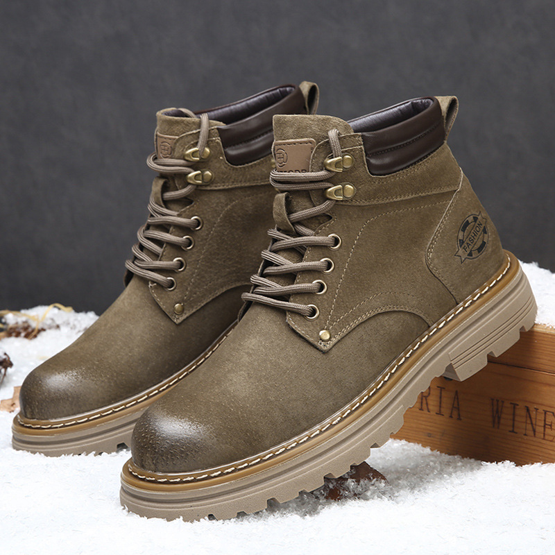 2025 British Martin Boots Men's Autumn and Winter Fleece Warm Winter Boots Vintage Genuine Leather Versatile Platform Men's Boots