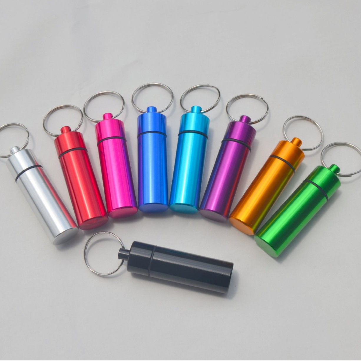 Large Flats Bottom Aluminum Alloy Medicine Bottle Portable Keychain Waterproof Sealed Earplugs Aluminum Bottle First Aid Pill Can Storage Bottle