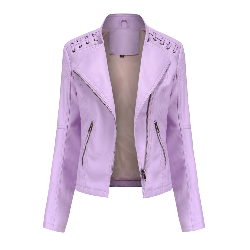 Picture of Exquisite leather jacket youthful fashion European and American women's leather jacket short jacket slim-fit thin