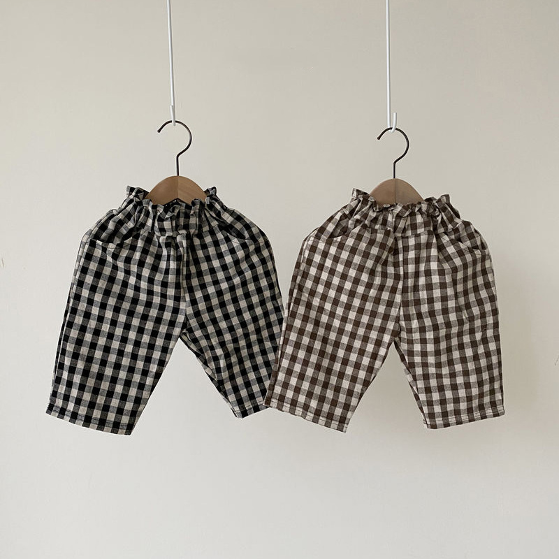 Picture of 2024 Spring & Fall New Korean Style Kidsren's Clothing for Boys and Girls, Cotton Plaid Casual Pants, Kidsren's Pants, Baby Outer Wear