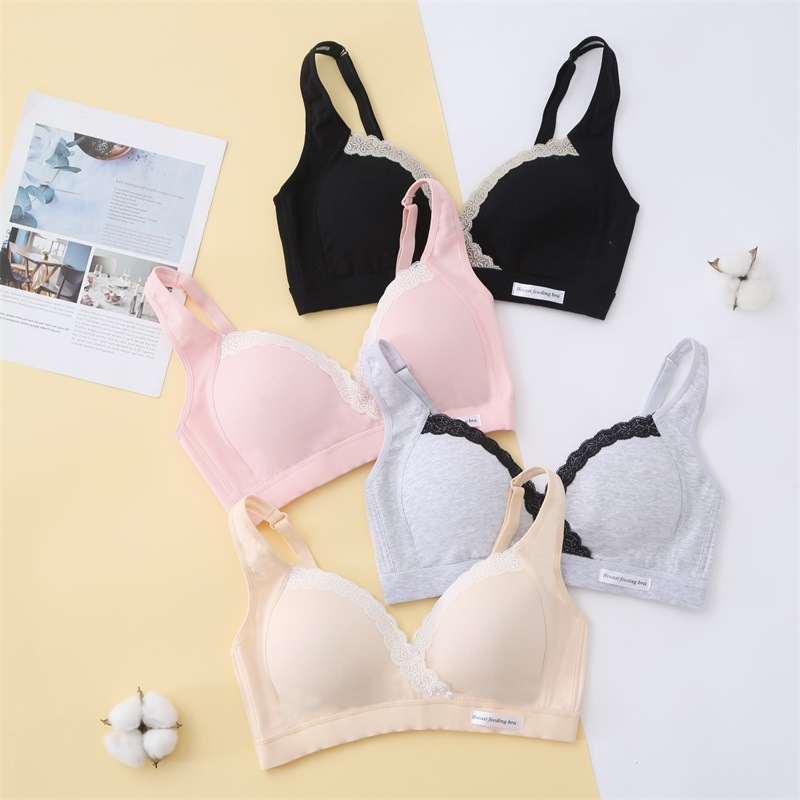 Nursing Bra Cross-Shaped Lace No Steel Ring Comfortable Push-Up Pregnancy and Postpartum Convenient Breastfeeding Nursing Bra Thin