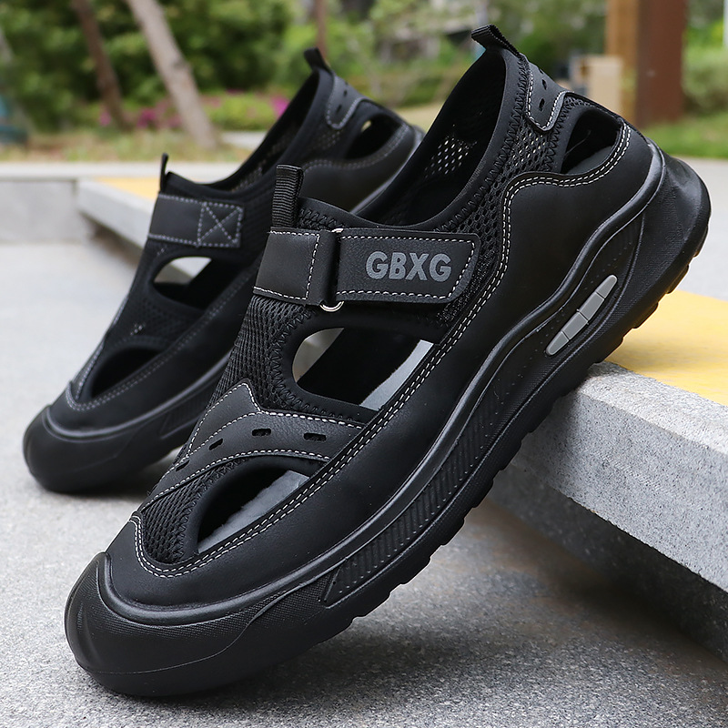 2025 Summer Outer Wear Breathable Mesh Sandals Low-Cut Hollow Casual Clogs Seaside Travel Baotou Beach Shoes