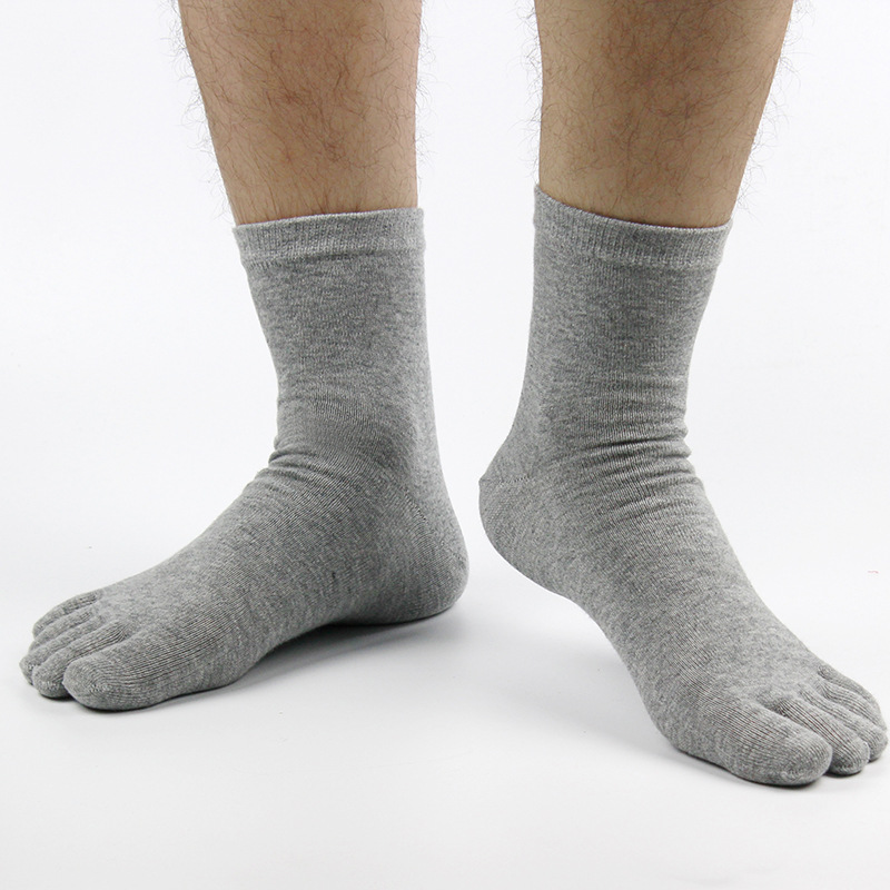 Five Finger Shu five finger socks cotton thread short tube solid color men's socks wholesale processing toe socks five toe sweat-absorbing casual