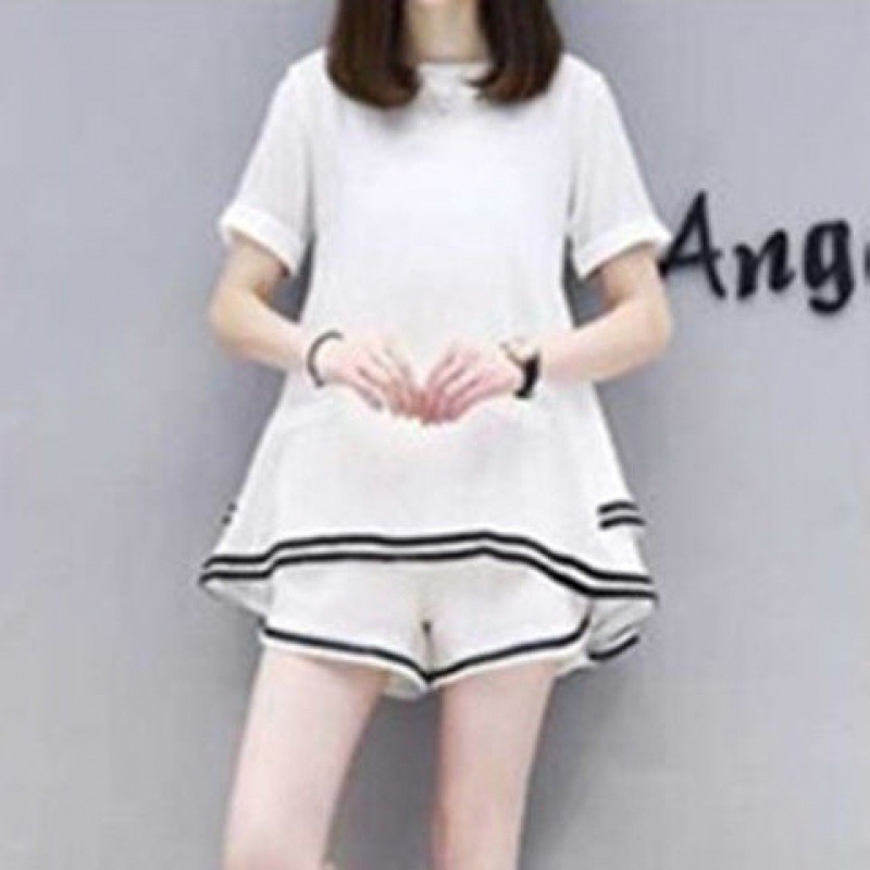 Picture of European Station Summer Women's Large Size Loose Two-Piece Short-Sleeved Shorts Casual Sports Suit Chubby Girl Fashionable