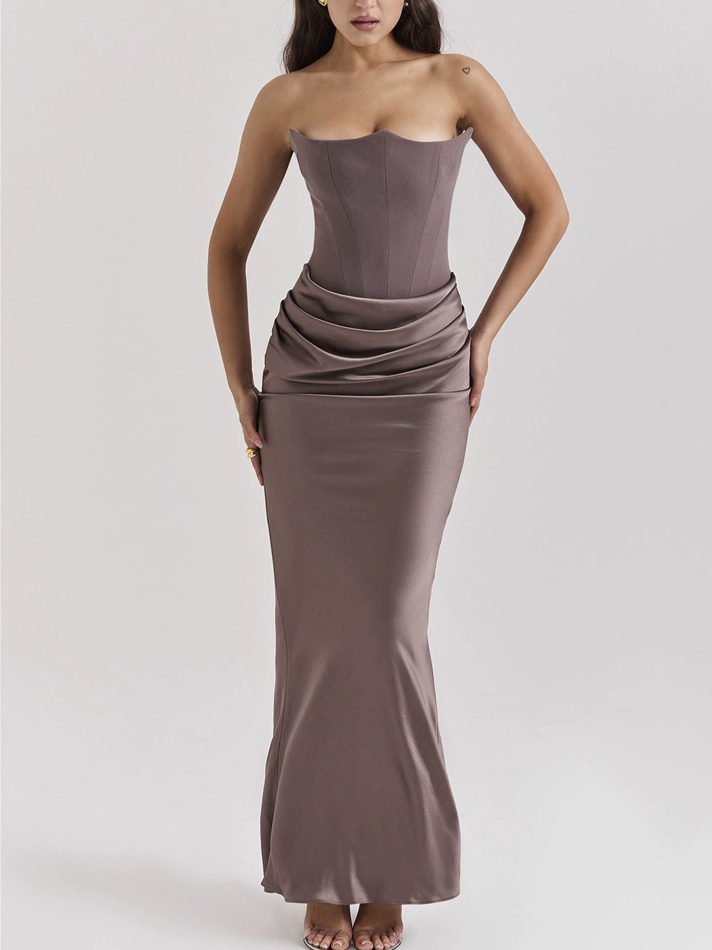 European and American Style Autumn and Winter New Cross-Border Women's Fashion Tube Top Sexy Backless Slim Evening Dress Dress for Women