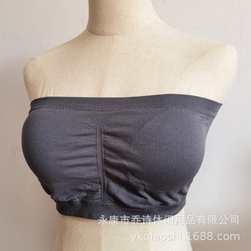 Picture of Foreign Trade One-Word Bra, Anti-Exposure, Plus Size Double-Layer Tube Top with Breast Pads, Breast Pads, Bottoming Intimates, No Steel Ring, Chest Wrap