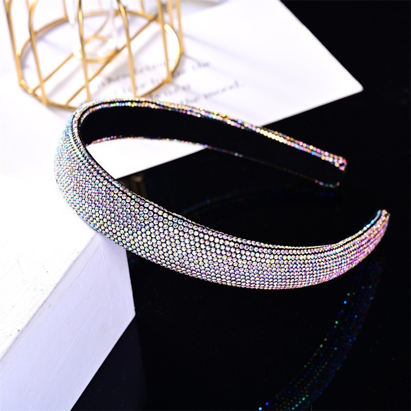 Picture of New cross-border European and American full diamond headband rhinestone sponge with net red trendy hair accessories women's hair band hair accessories