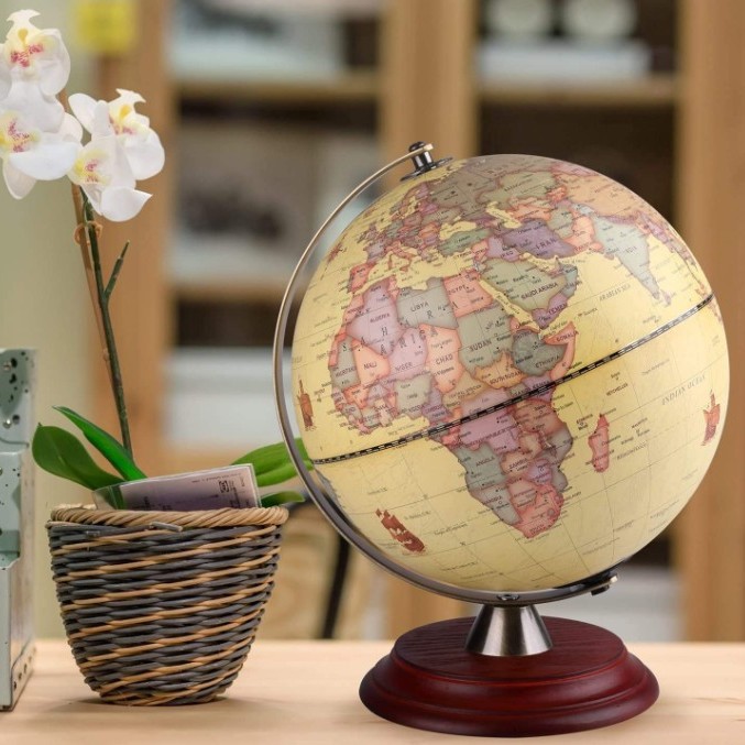E-commerce pure English 25CM globe Chinese student retro luminous LED table lamp decoration USA UK