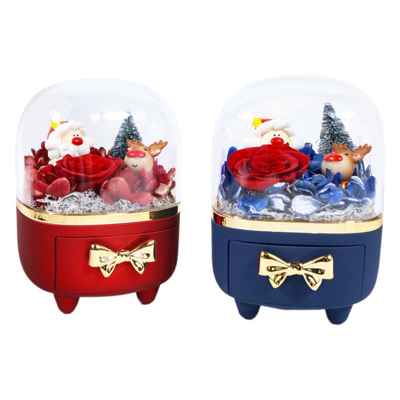 TK Hot Sale Eternal Flower Necklace Gift Box Christmas Eve Jewelry Box Christmas Rose Jewelry Storage Box