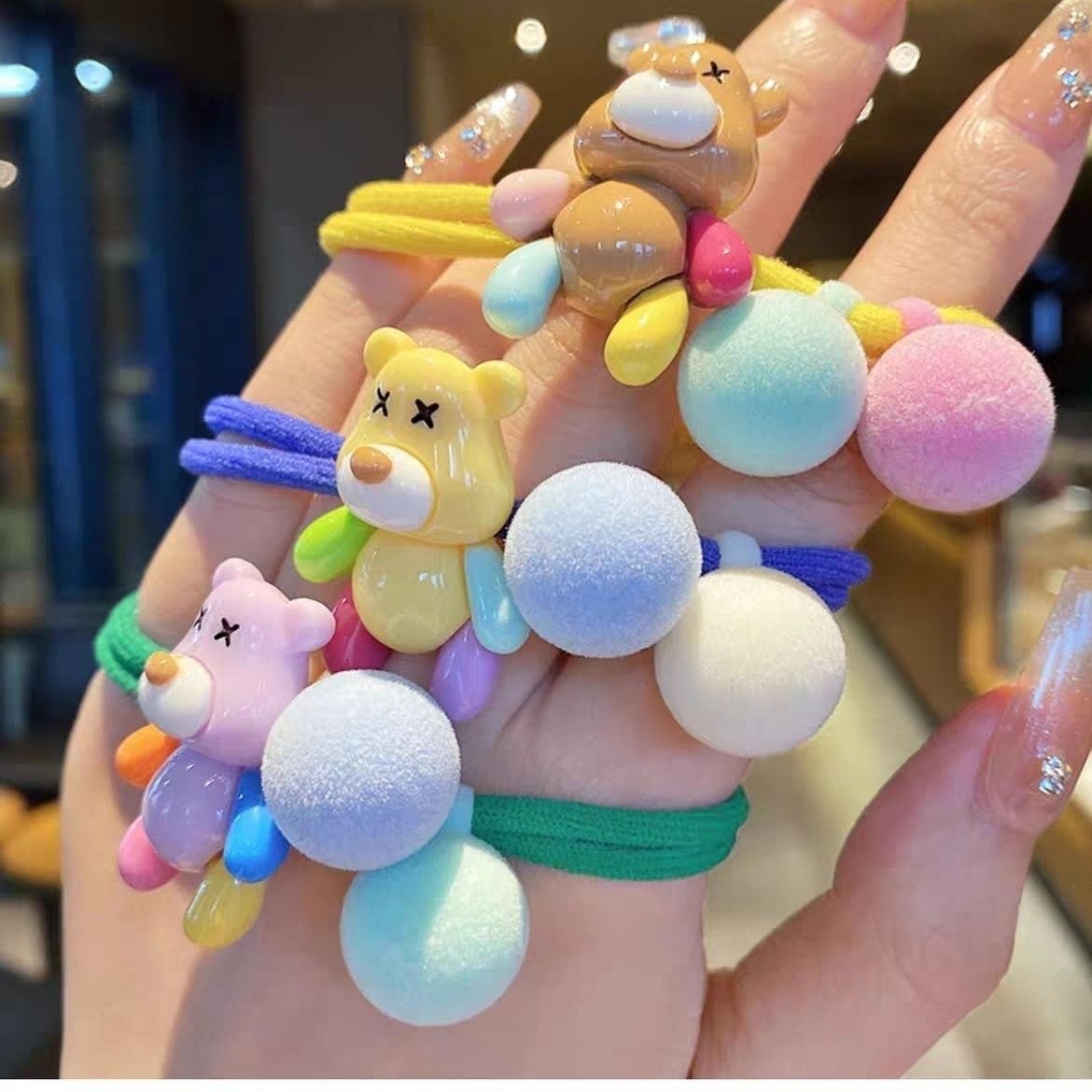 Picture of Bear Colorful Cute Simple Hair Rope All-match Hair Rings Hair Accessories Pony Tail Hair Rope Headdress Fragrant Style Hair Rope