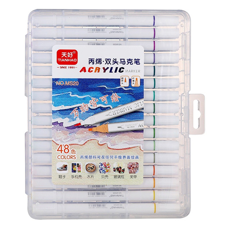 Double-Headed Acrylic Marker Pen, Soft-Head Opaque, Stackable Color Pen, Children's Painting Waterproof Brush, Creative Design