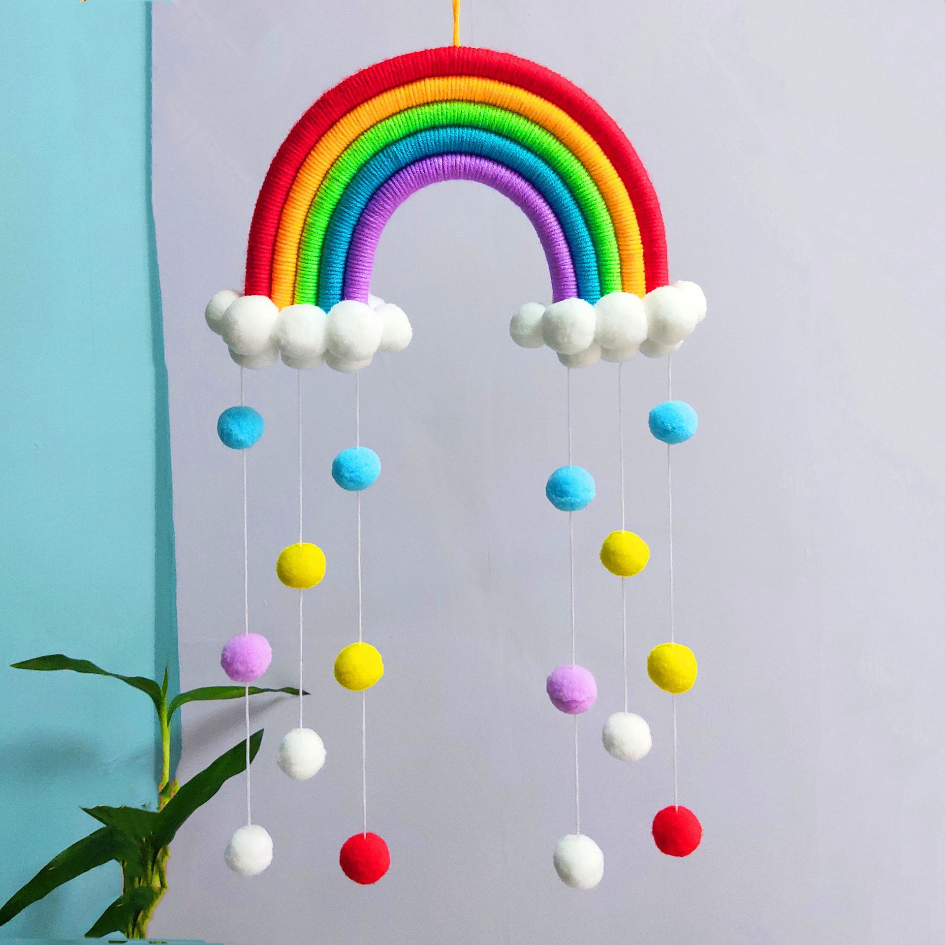 ins Hanging Three-dimensional Cute Hand-woven Clouds Rainbow Wall Decoration Children's Room Decoration Pendant Home Creative