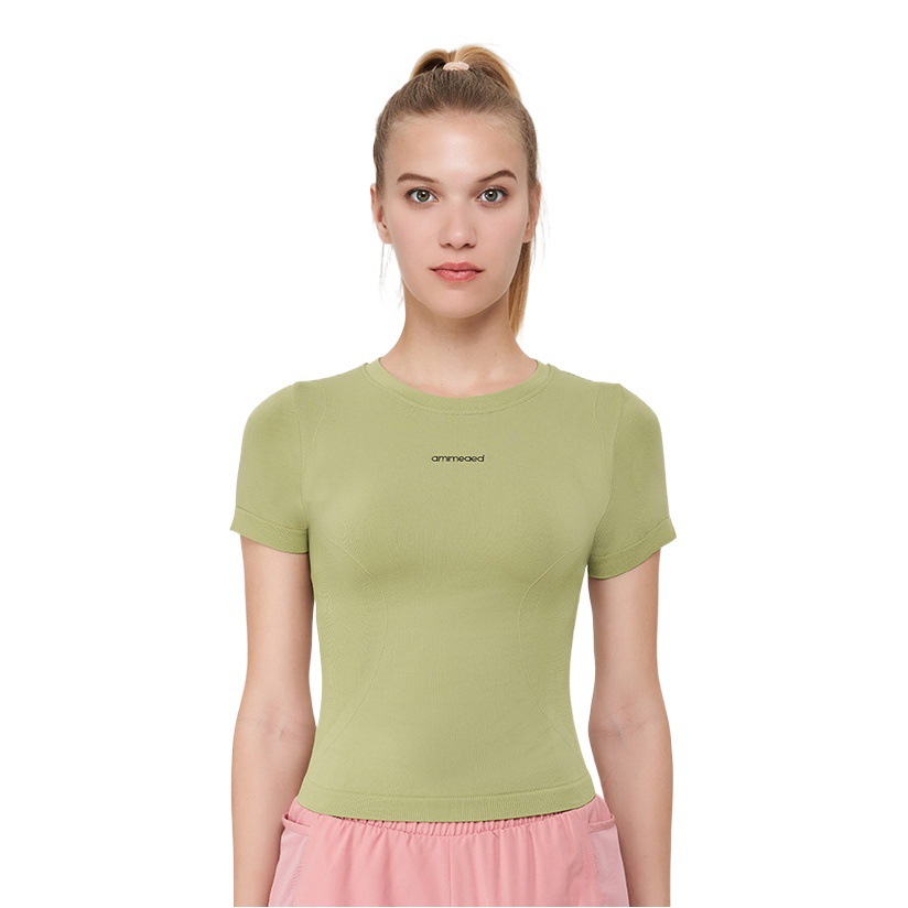 Sports Short-sleeved T-shirt Women's Breathable Sweat Absorbing High Stretch Quick-drying Pilates Slim-fit Tight Fitness Yoga Top