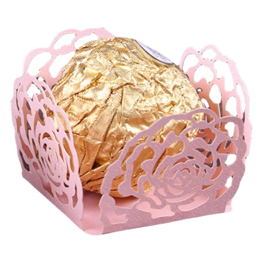 Cross-border wedding party celebration candy chocolate decorative box wedding White Hollow rose lace in stock wholesale