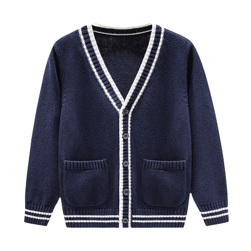 Picture of Children's Knitted Cardigan 2025 Spring & Fall Style Boys and Girls Sweater Jacket British School Uniform Jacket with Flap Pocket Pantss Wholesale