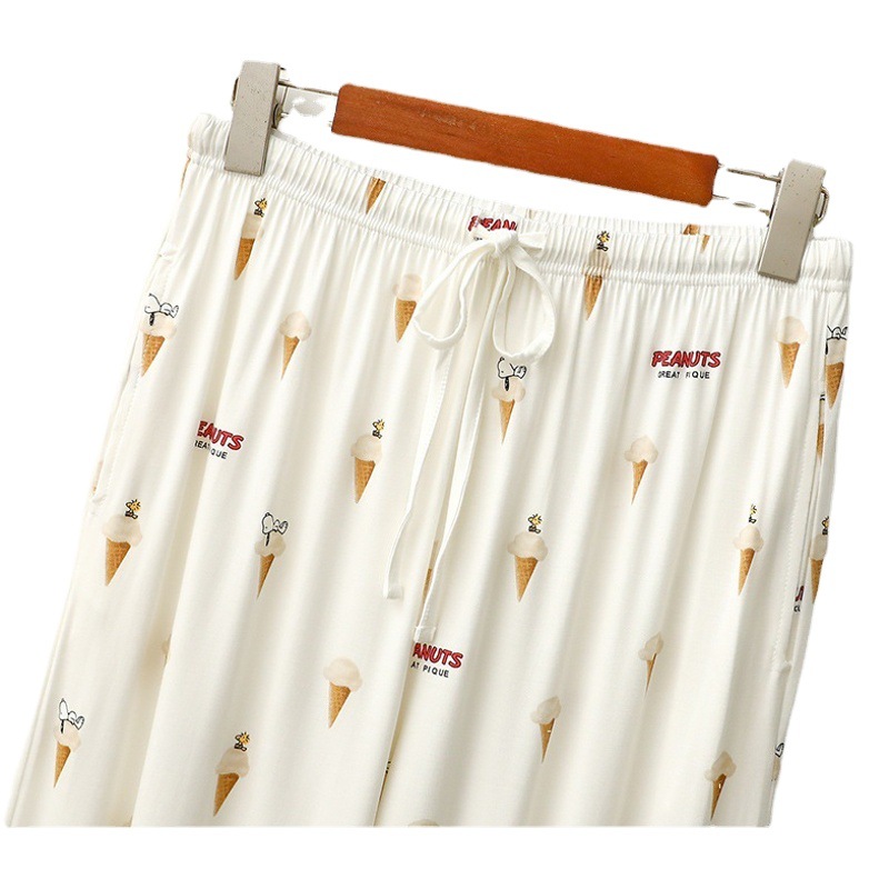 Factory Direct Supply! First-Hand Supply! Ice Cream Letter Modal Long-Sleeved Pants Home Wear Pajamas Cartoon