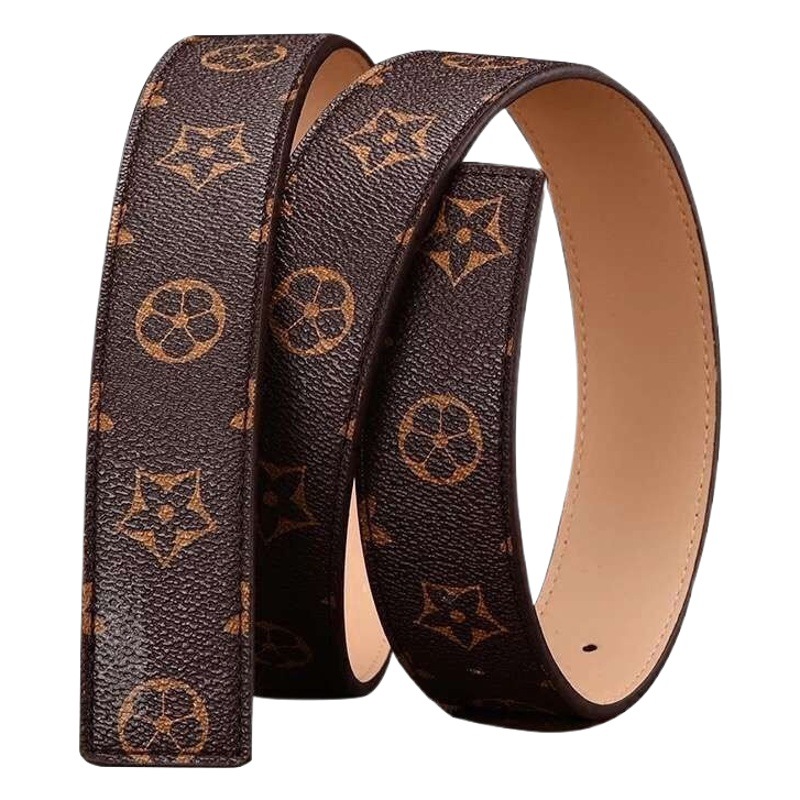 Internet Hot Selling Men's Belt Plaid Smooth Buckle Donkey Belt Belt Gone Body Casual Fashion Steel Buckle Trouser Belt