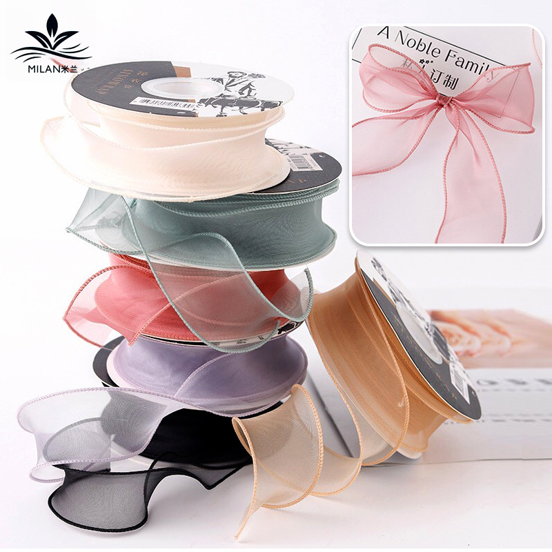 4cm South Korea Roasted Edge Gauze Belt Floral Packaging Ribbon Fishtail Snow Gauze Belt Handmade DIY Bow Handheld Flower Strap