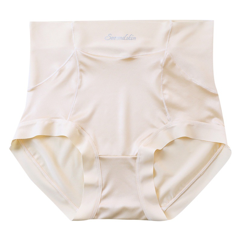 Women's Seamless Satin High Waist Belly Tinting Comfortable Lean-free Hip Hip Bag Silk Moisturizing Bottom Crotch Briefs for Women
