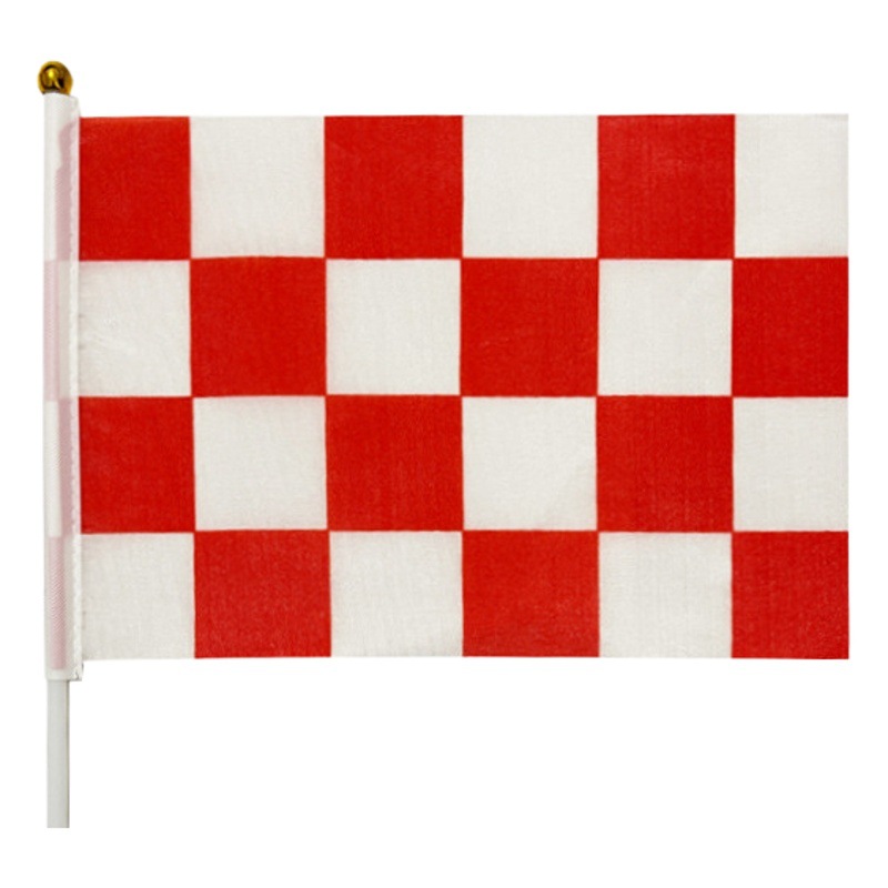 Cross-Border Supply of Polyester Pongee No. 8 Red and White Checkered Flag, Kart Racing Flag, Red and White Checkered Flag Signal Flag