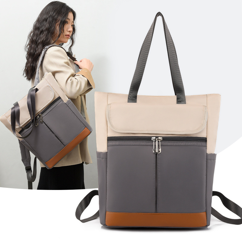 Picture of Fashion Stitching Large Capacity Casual Backpack Trendy All-match Lightweight Nylon Shoulder Bag Women's Handbag for Going Out