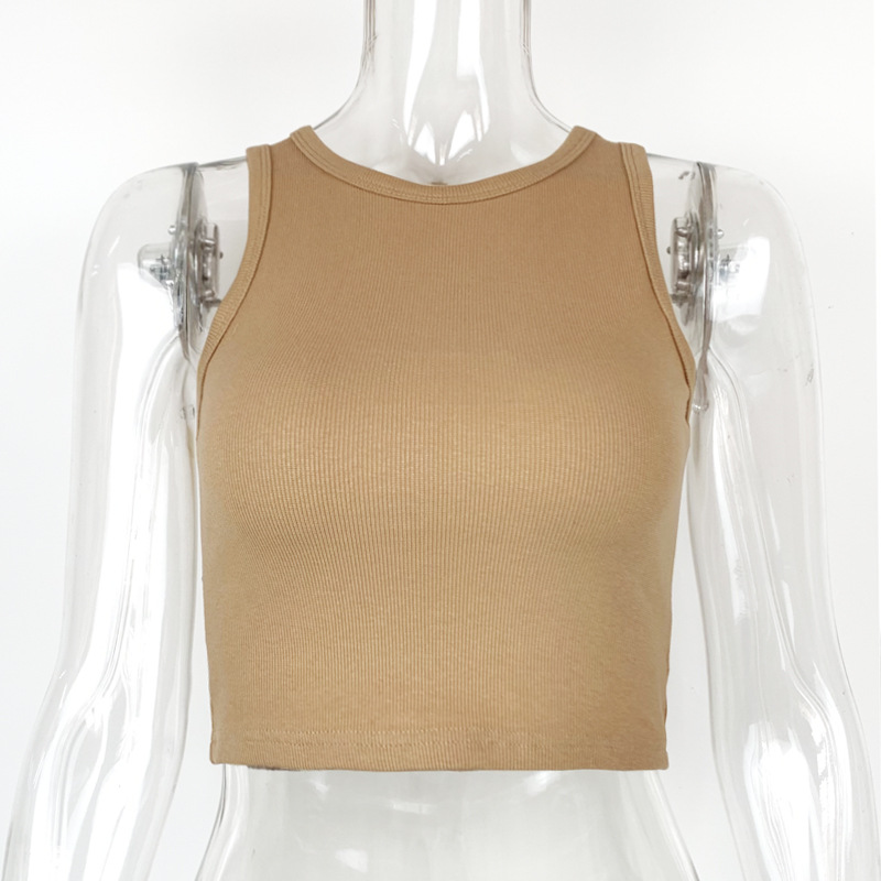 Picture of European and American Ins Sports Short Navel-Baring Sleeveless Top for Women 2025 Summer Cross-Border New Tight-Fitting I-Shaped Vest