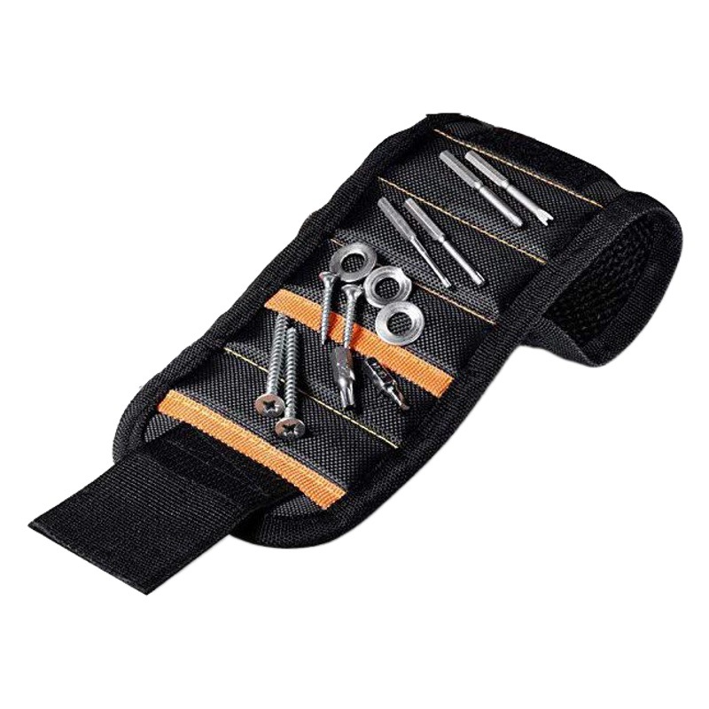Pocket five-row magnetic wrist strap magnet tool pickup nylon Velcro wrist strap factory spot