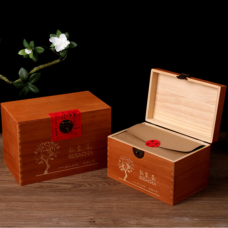 Picture of Tea Wooden Box Solid Wood Wooden Box Fuding White Tea Loose Tea Pu'er Baihao Silver Needle Gift Empty Box Storage Packaging Box