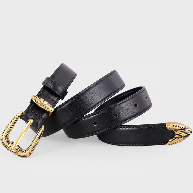 Niche Design Vintage Antique Pin Buckle All-match Thin Belt Women's New Decorative Jeans French Belt Women's in stock