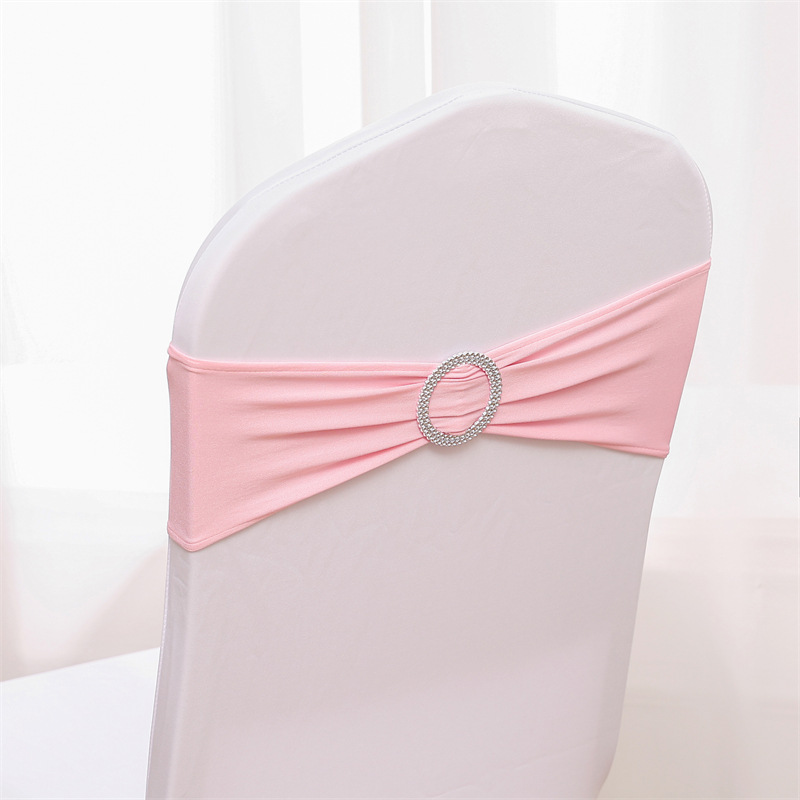 Picture of Backrest Flower Stretch Chair Cover Bow Banquet Decoration Free Wedding Ribbon Wedding Hotel Ribbon Stool Strap
