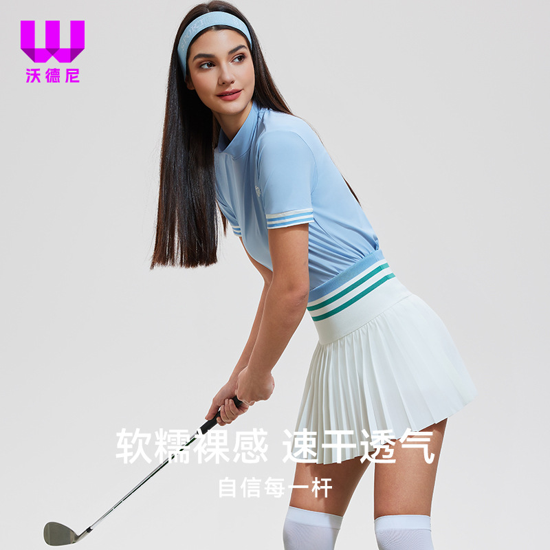 Golf T-shirt Women's Summer Short-sleeved Sweat-wicking Quick-drying Slim-fit Slim-fit Thin Vertical Collar Tennis Sportswear