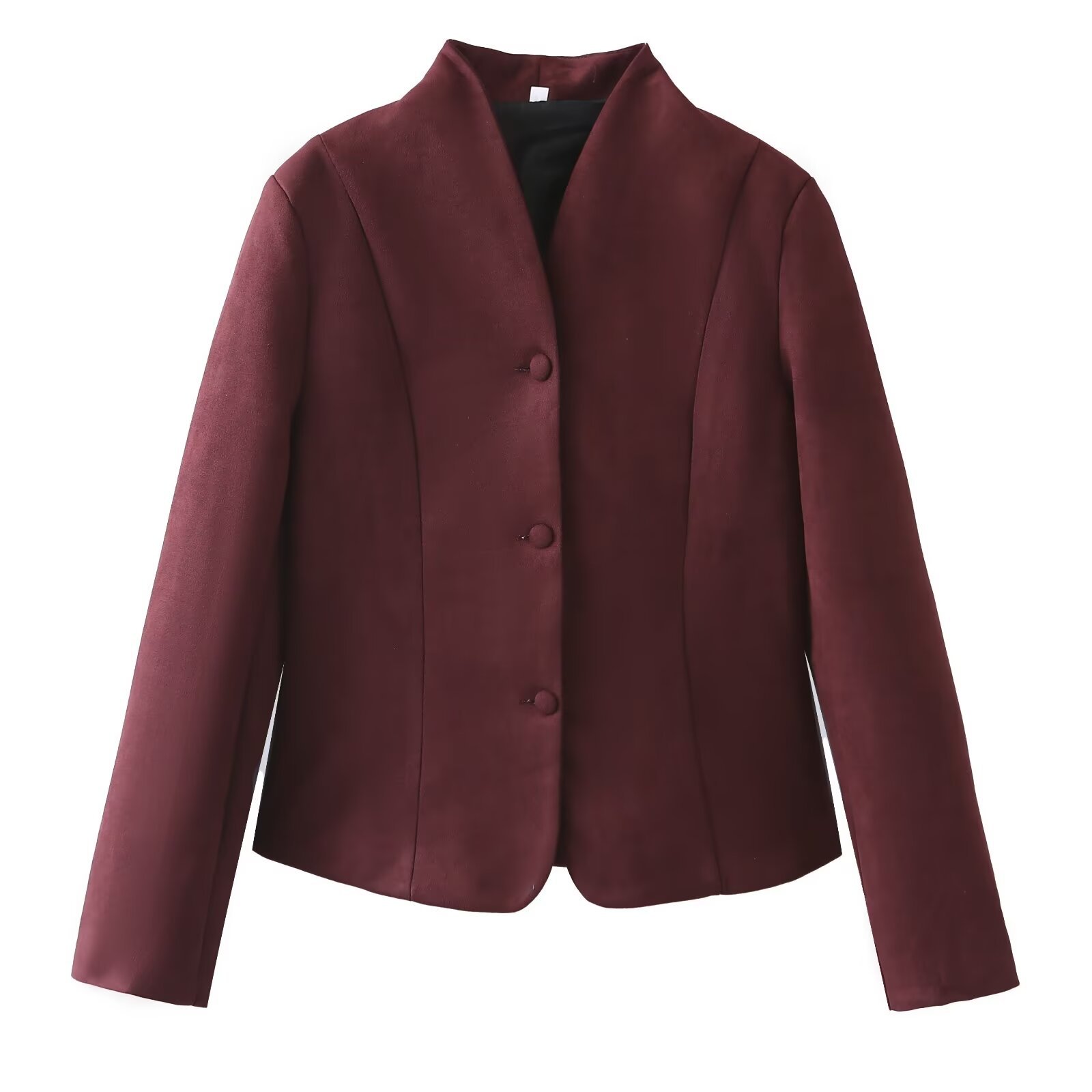 ZA cross-border women's clothing wholesale European and American style new fashion simple all-match stand collar slim single-breasted woolen coat