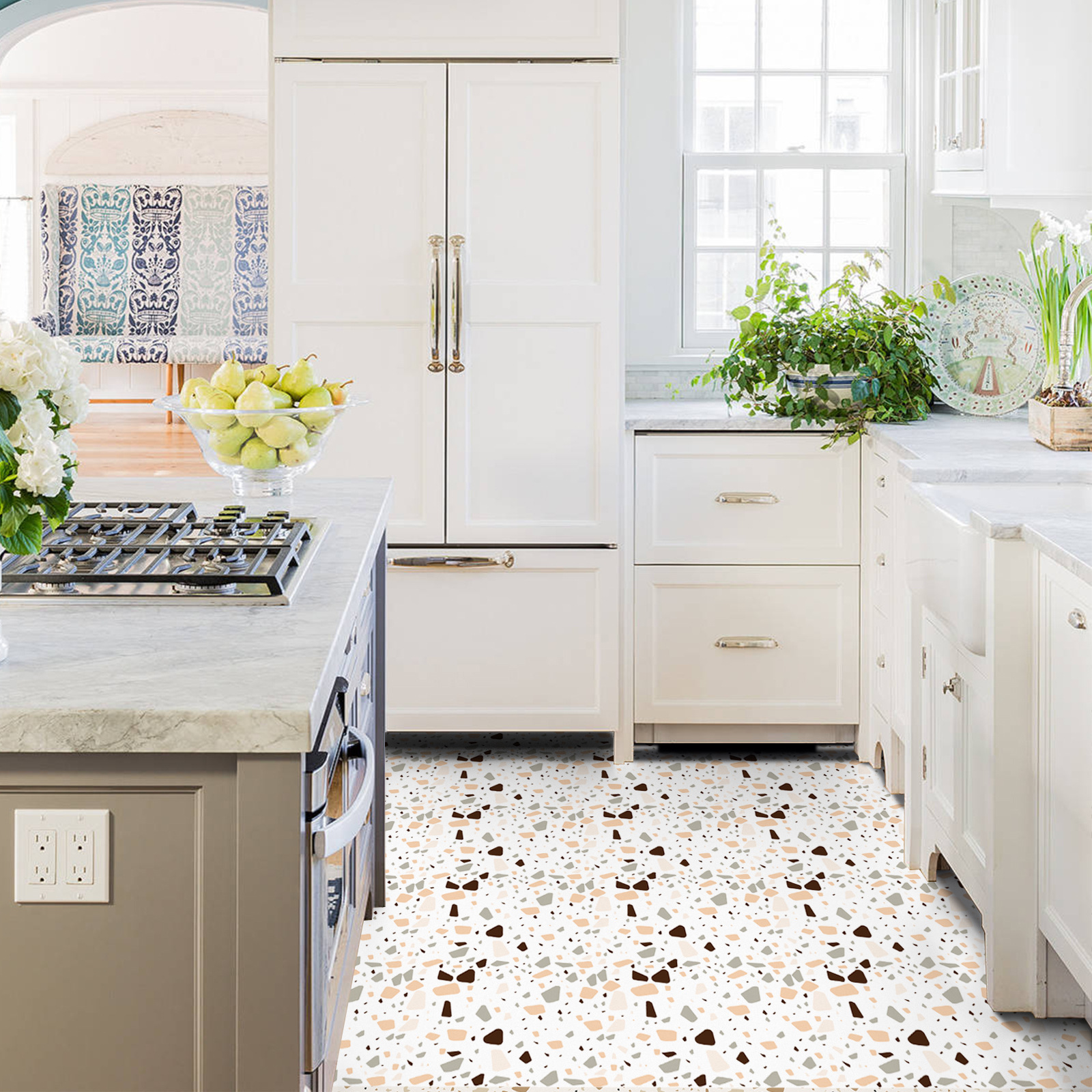 Picture of Terrazzo Thickeneded Pvc Waterproof Anti-Slip Floor Stickers Bathroom Kitchen Entrance Stain-Resistant Manufacturer Wholesale Floor Stickers