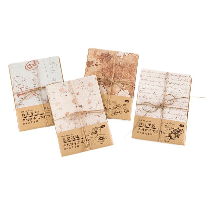 Mo Mo handmade material bag fingertip temperature series Hand account decoration card envelope set 30 into 4