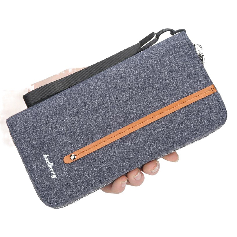 Baellerry Men's Wallet Long Canvas Zipper Casual Multi-Card Slot Multi-Functional High-End Clutch Bag