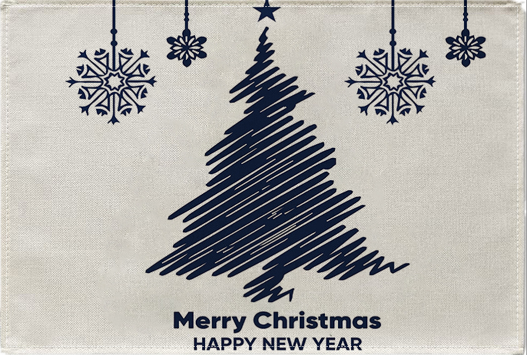 Picture of Christmas Placemat Scandinavian Style English Letter Napkin Western Restaurant Tablecloth Single Layer Linen Insulation Mat Table Mat