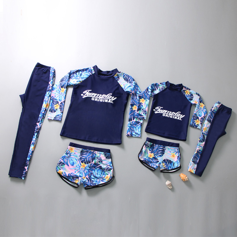 Parent Children's Split Swimsuit Girl's Big Girl's Long Sleeve Sun Protection Quick-drying Diving Suit Split Conservative Swimsuit