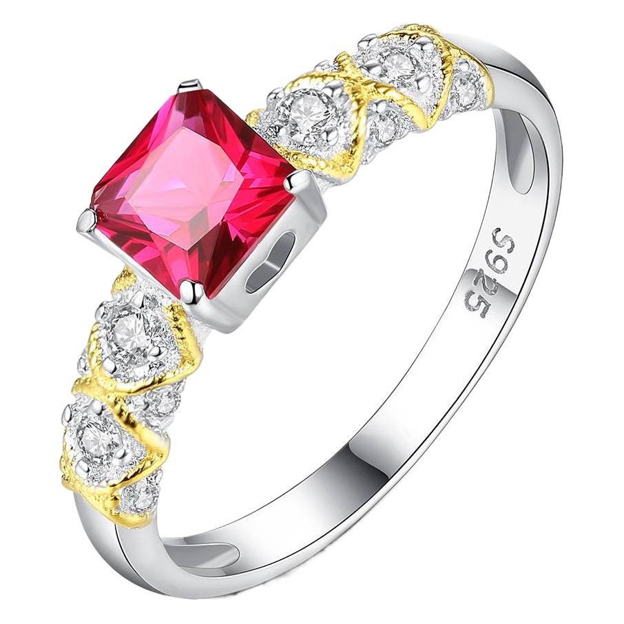 PAG & MAG S925 Sterling Silver Ring Women's Square Synthetic Color Treasure Europe and America Fashion Simple Foreign Trade Explosions Wholesale