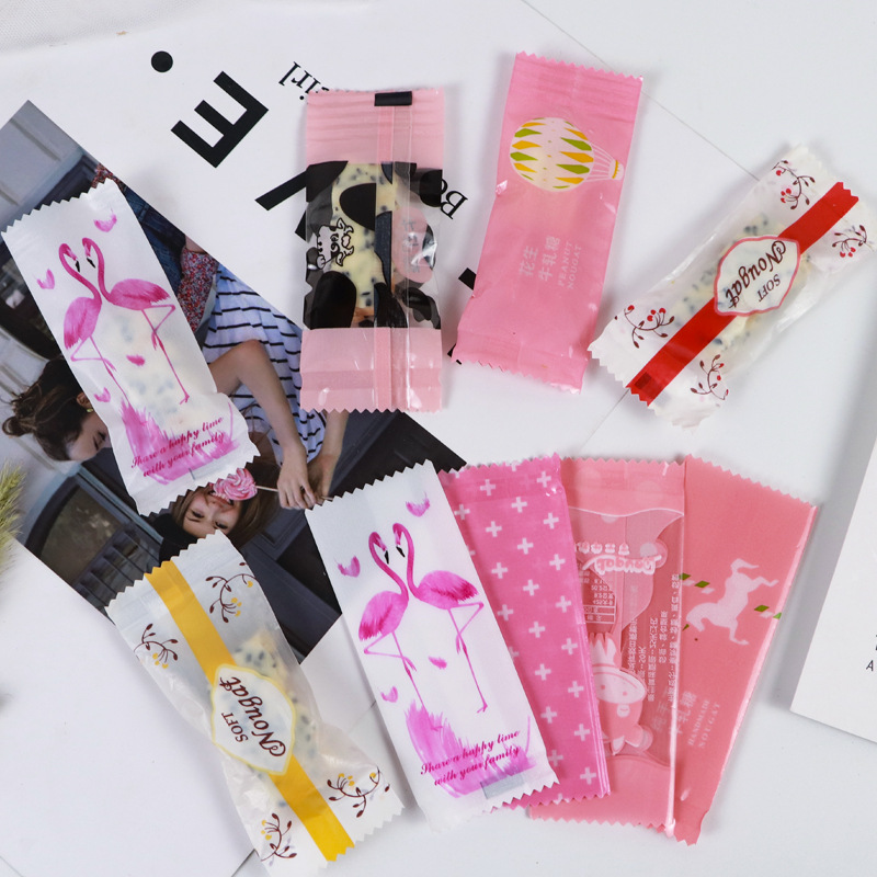 200 Nougat Small Bag Toffee Fruit Bag Candy Paper Wrapping Paper Baking Packaging Bag Heat Sealing Machine Sealing Pocket