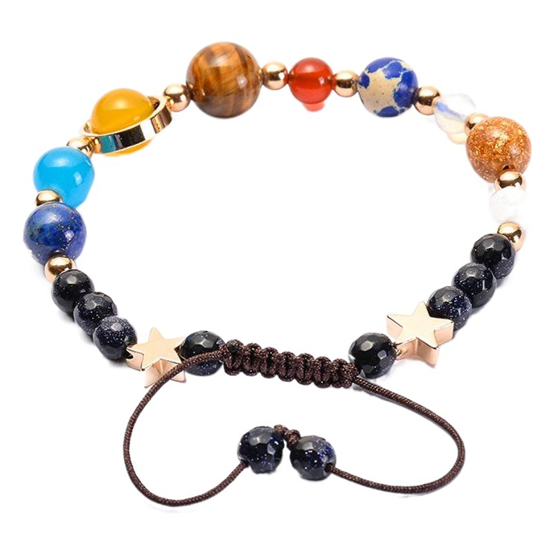Amazon Explosions Universe Galaxy Solar System Eight Planets Bracelet Agate Natural Stone Adjustable Bracelet