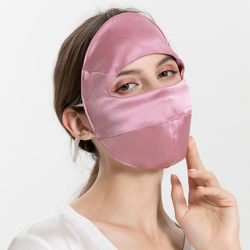 Picture of Silk sun mask sleep breathable full face cover summer UV mask mulberry silk oil smoke-proof veil for women