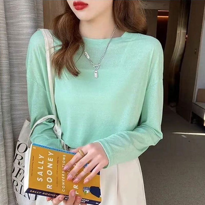 Picture of Blouse for Fat mm Women Thin Summer Korean Style Lazy Style Long-Sleeved Blouse Large Size Versatile Sun Protection Loose Ice Silk Lazy Style