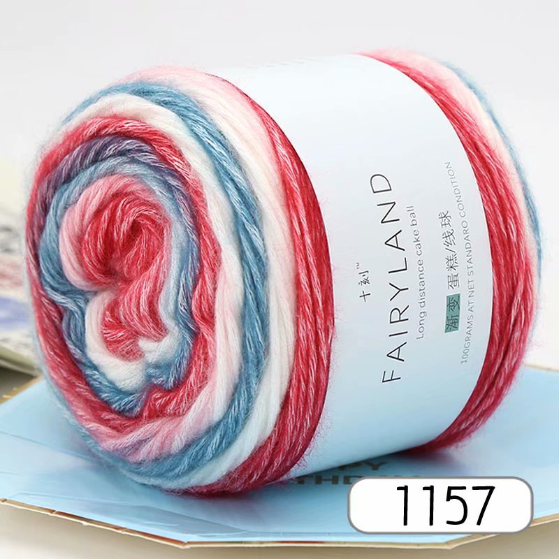 Picture of Cake wool segment dyeing gradient baby children's wool cotton rainbow thread handmade knitting shawl scarf sweater special offer