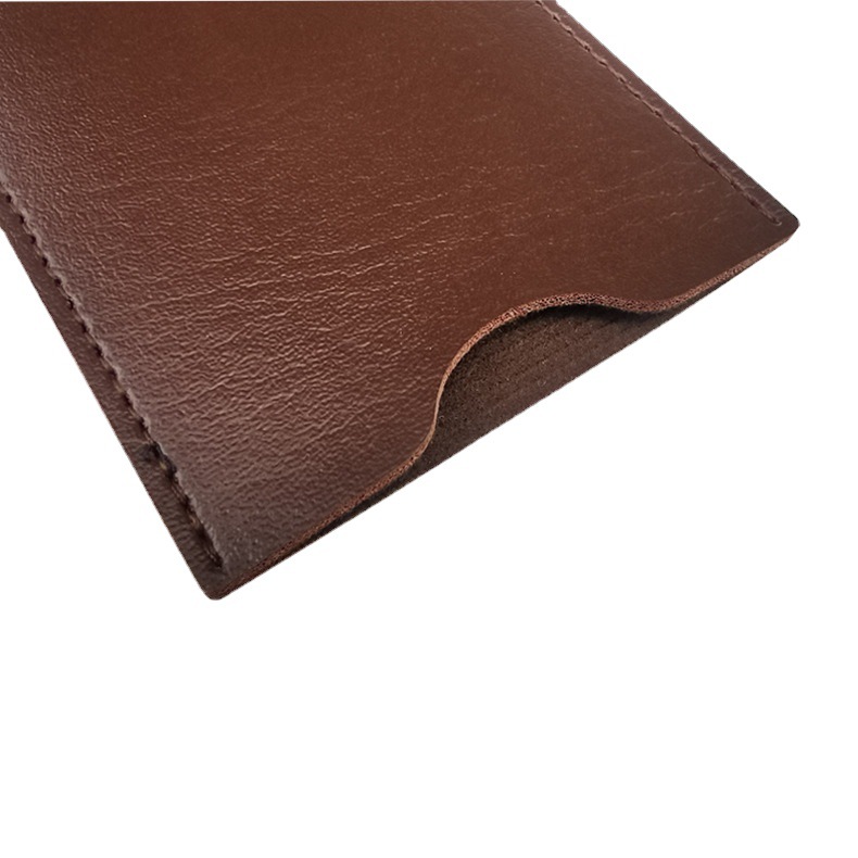 Picture of Source manufacturers thick card sleeve PU flat leather sleeve wooden comb sleeve black brown card sleeve pu leather logo