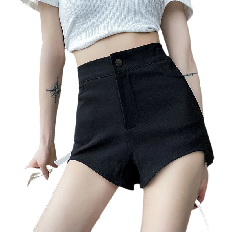 2025 Summer Irregular High Waist Black All-Match Suit Shorts Women's Spice Girl A- Word Slim Hot Pants