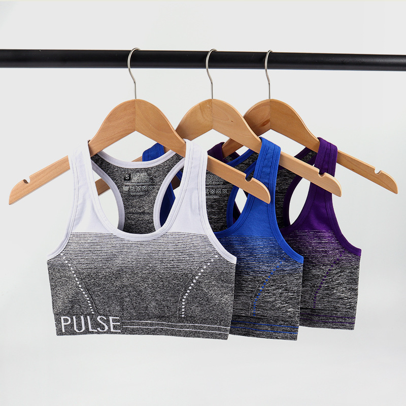 2023 New Yoga Running Fitness Sports Underwear Women's Moisture-wicking Push-up Shock-absorbing Gradient Stripe Bra