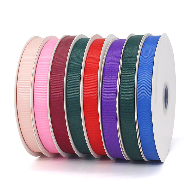 Solid Color Ribbed Ribbon with Bow Wholesale Cake Ribbon Gift Clothing Encrypted Jacquard Webbing Polyester Material