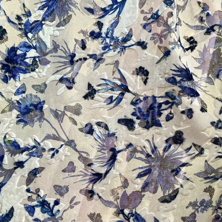 Picture of Velvet burnt flower digital print gold silk silk velvet new Chinese style suit vest dress set dress cloth