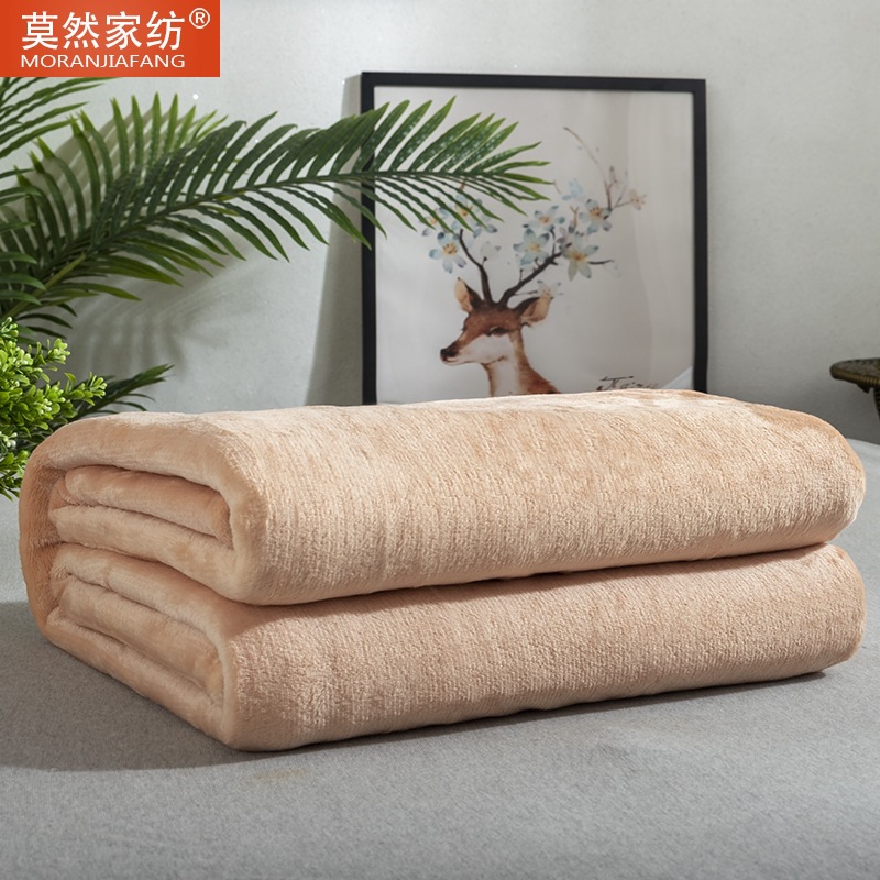 Picture of Solid Color Flannel Blanket Summer Air Conditioning Blanket Office Nap Blanket Single Layer Double-sided Fleece Four Seasons Thin Blanket